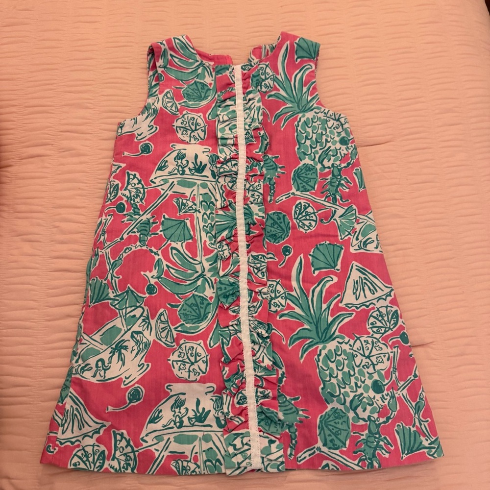 Lilly Pulitzer Pink and Green Tropical Kids Dress